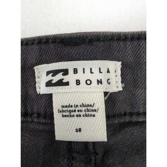 Billabong‎ Button Fly Jean Shorts Womens 28 Black Distressed Raw Hem Festival - Picture 7 of 10